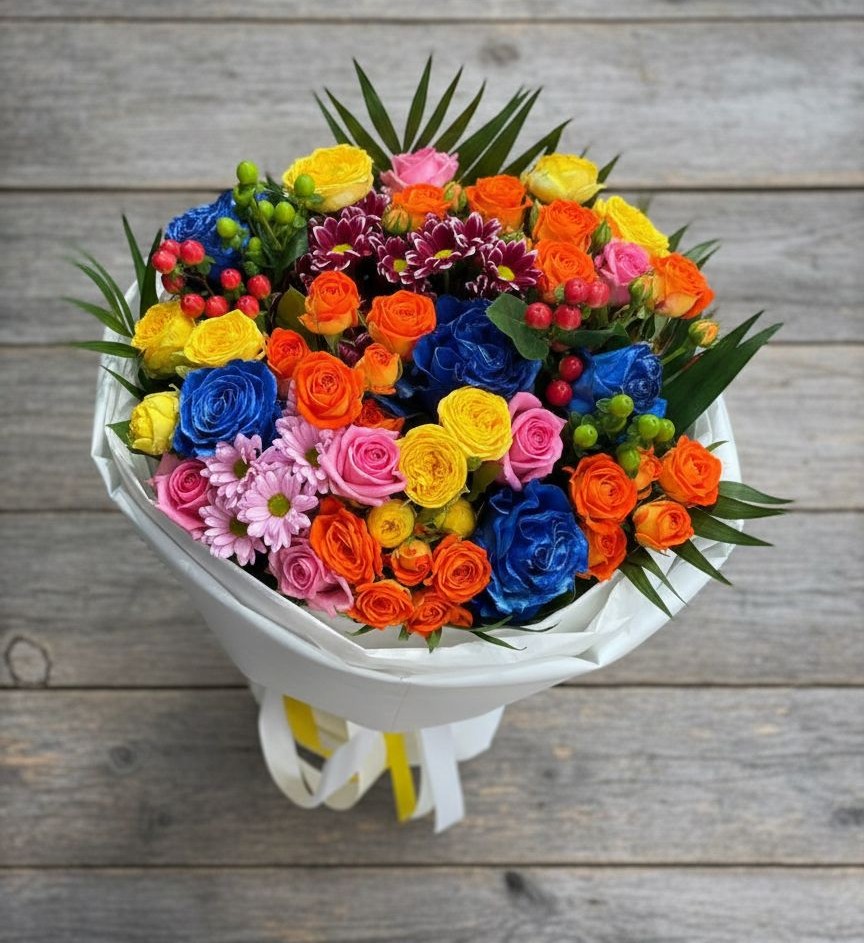 Букет цветов из: Розы и Хризантемы в Сямже