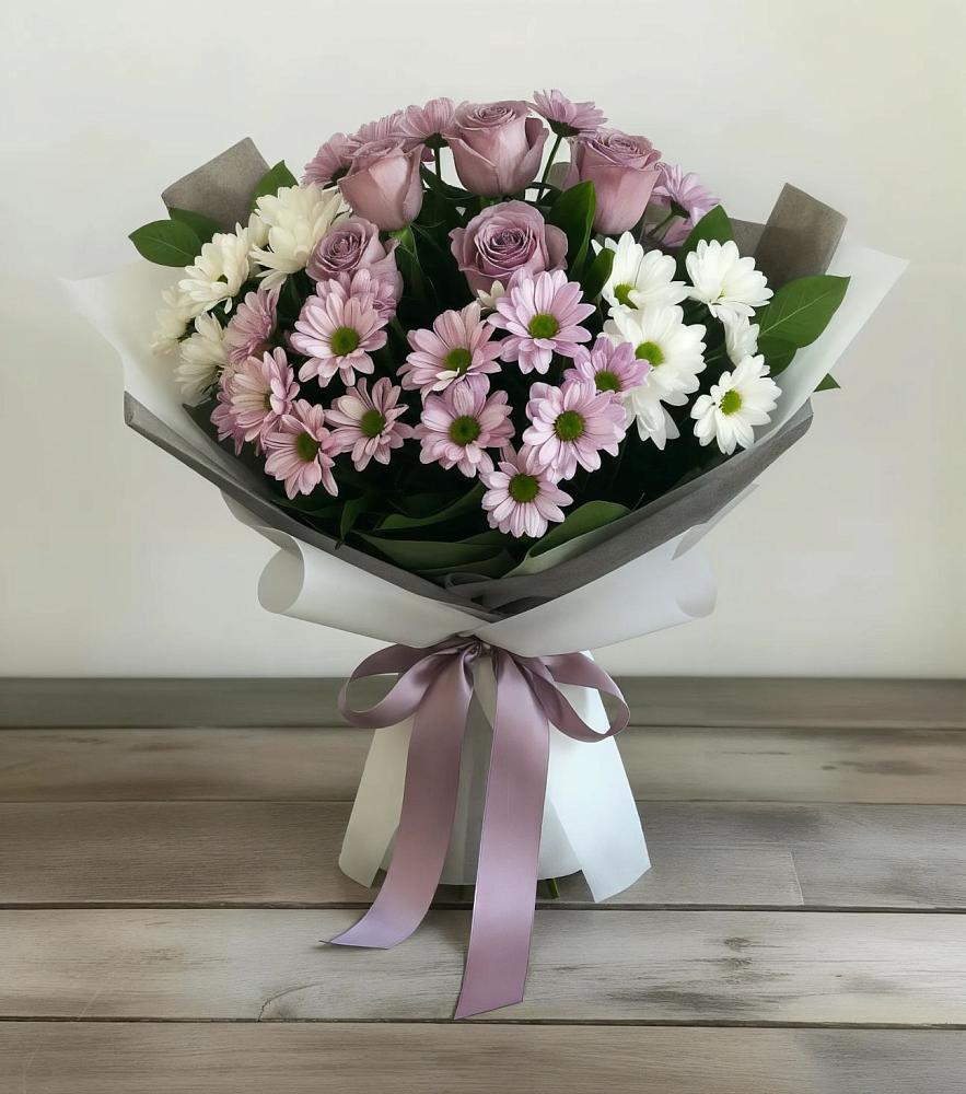 Букет цветов из: Хризантемы и Розы в Сямже
