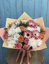 Букет цветов из:  Розы, Герберы и Хризантемы в Сямже