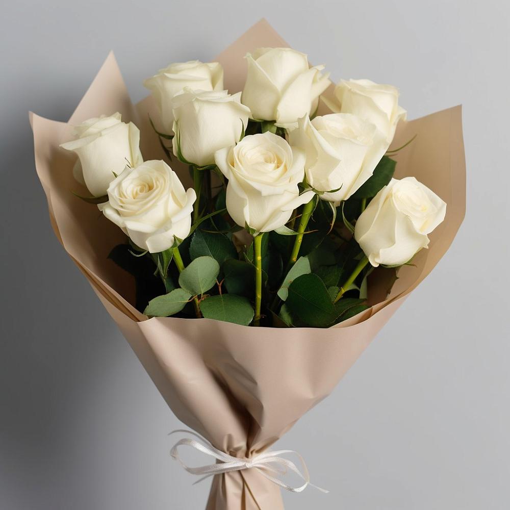 Букет 9 Белых роз Эдлесс Лав в Сямже