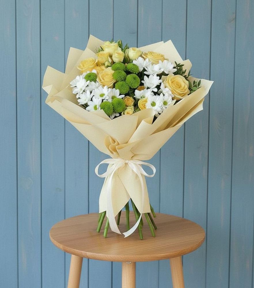 Букет цветов из: Хризантемы и Розы в Сямже