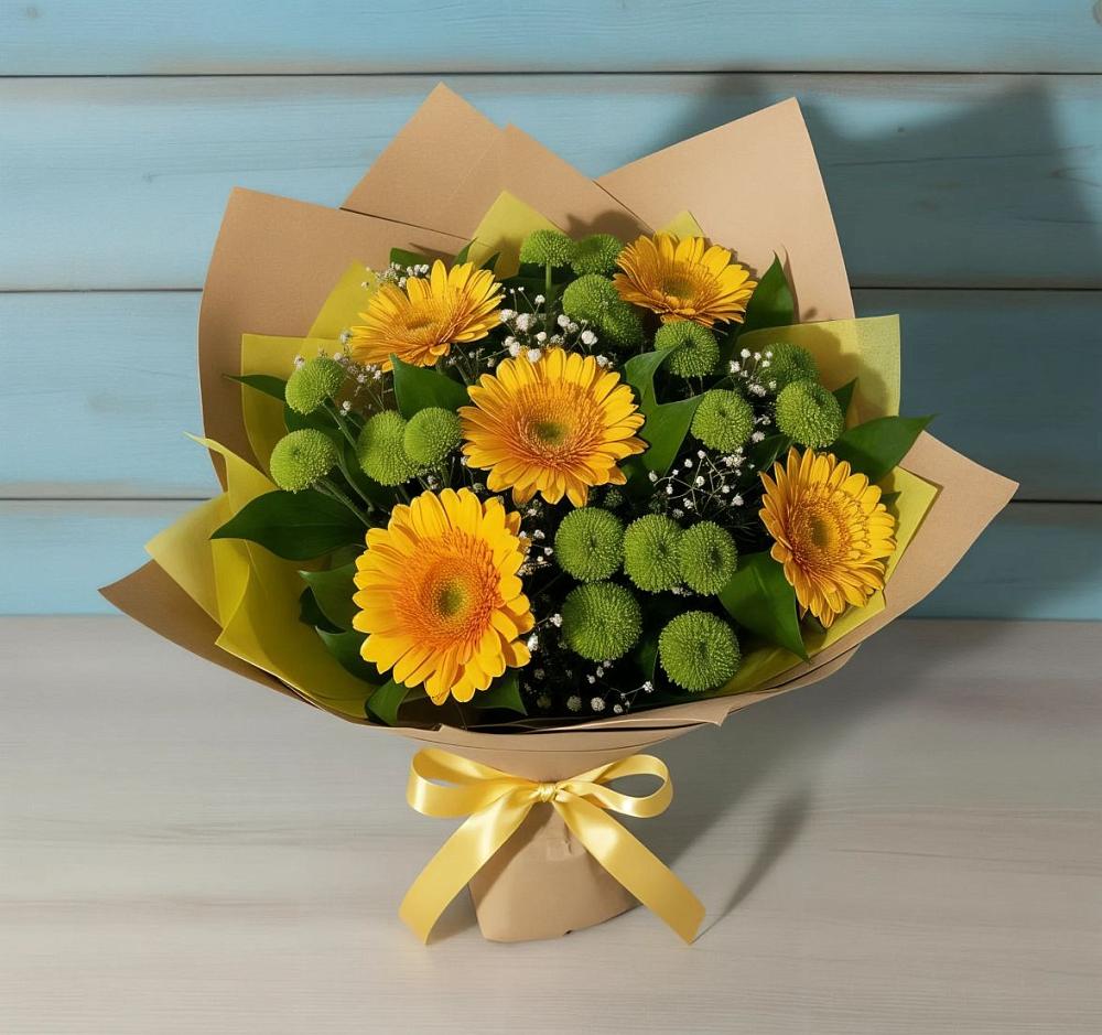 Букет цветов из: Герберы и Хризантемы в Сямже