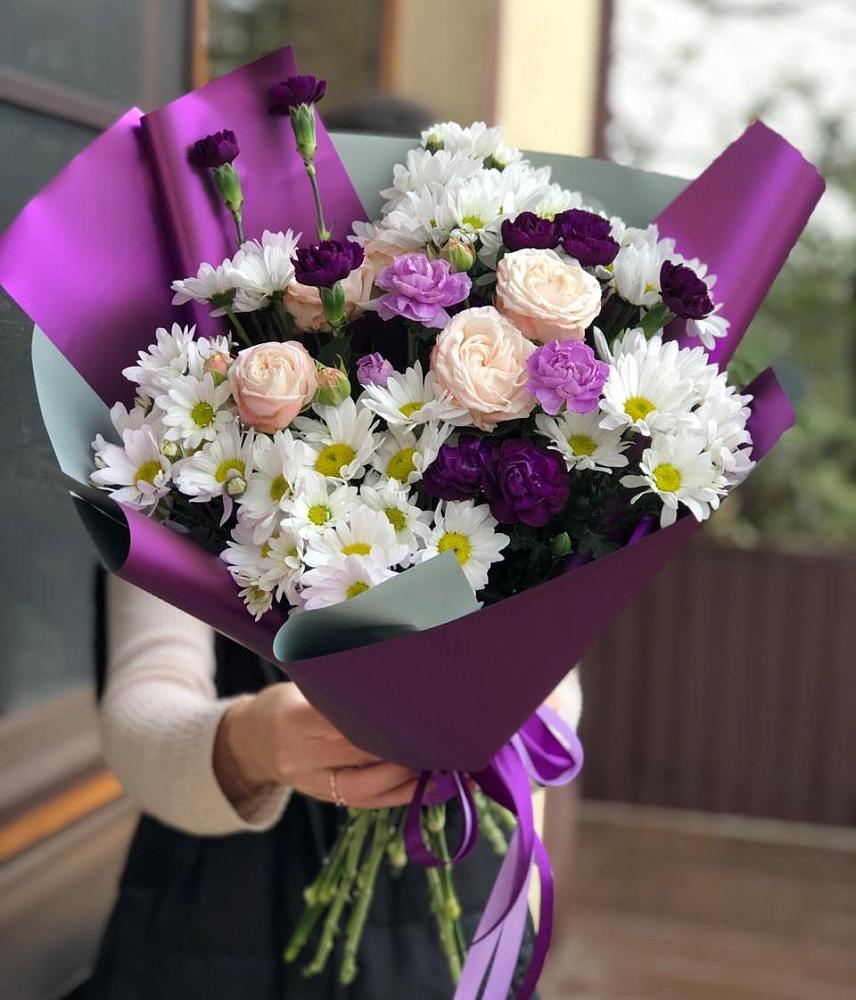Букет цветов из: Хризантемы, Гвоздики и Розы в Сямже