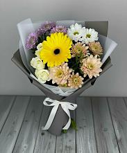 Букет цветов из:  Розы, Герберы и Хризантемы в Сямже