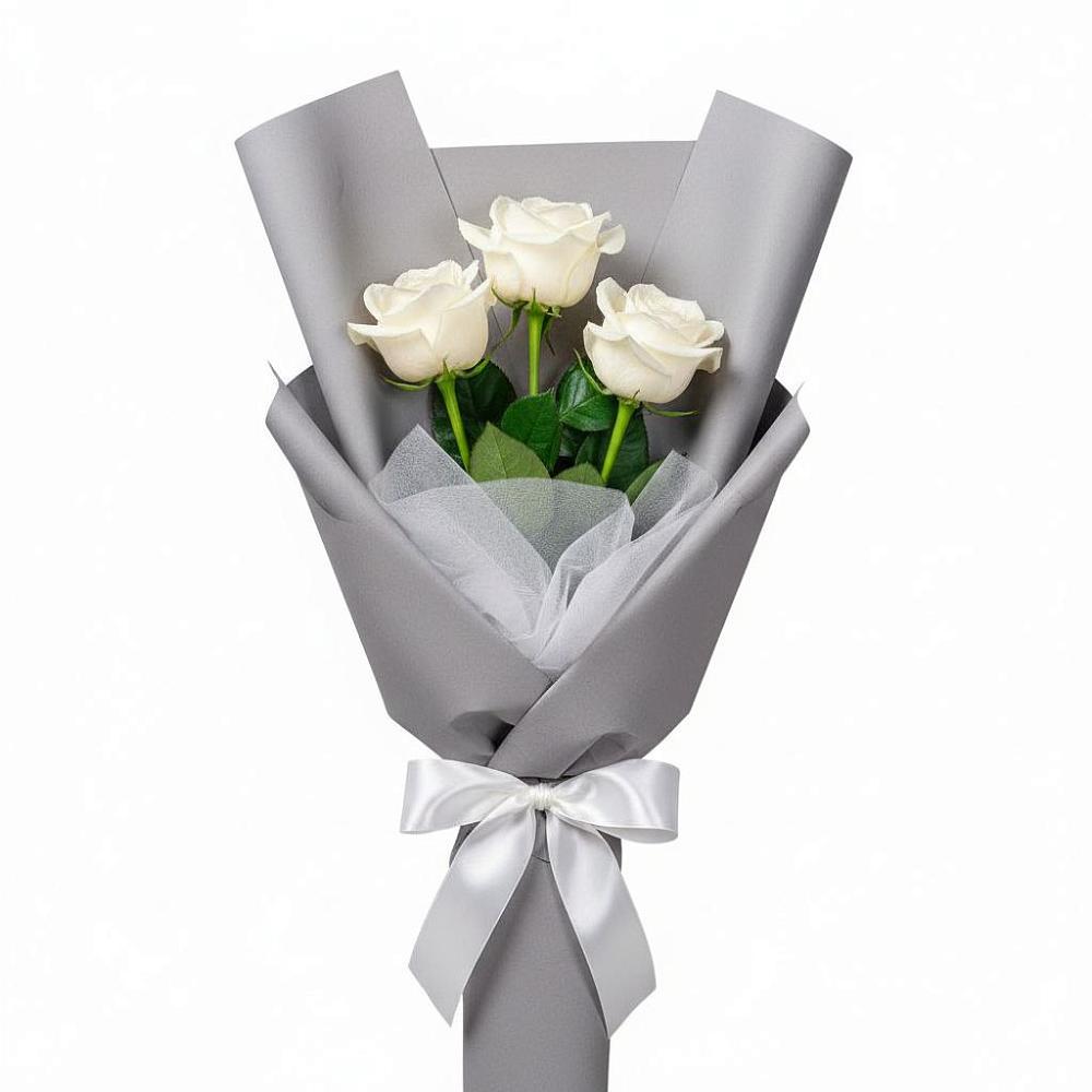 Букет 3 белые розы в Сямже