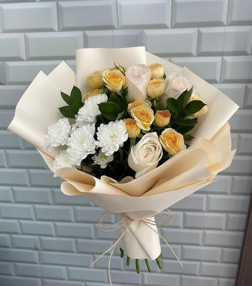 Букет цветов из: Розы и Хризантемы в Сямже