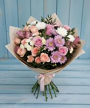 Букет цветов из:  Хризантемы, Розы и Альстромерии #REPLACE_PRED# Сямже