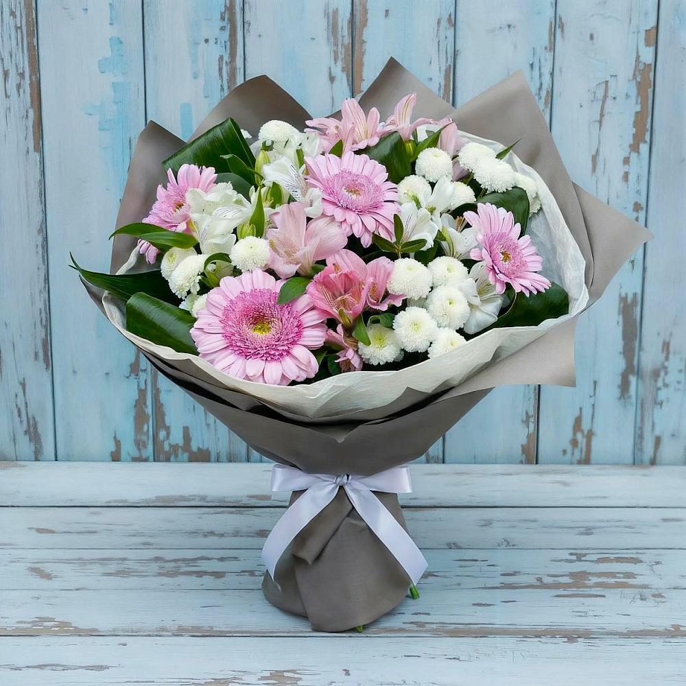 Букет цветов из: Герберы, Альстромерии и Хризантемы в Сямже