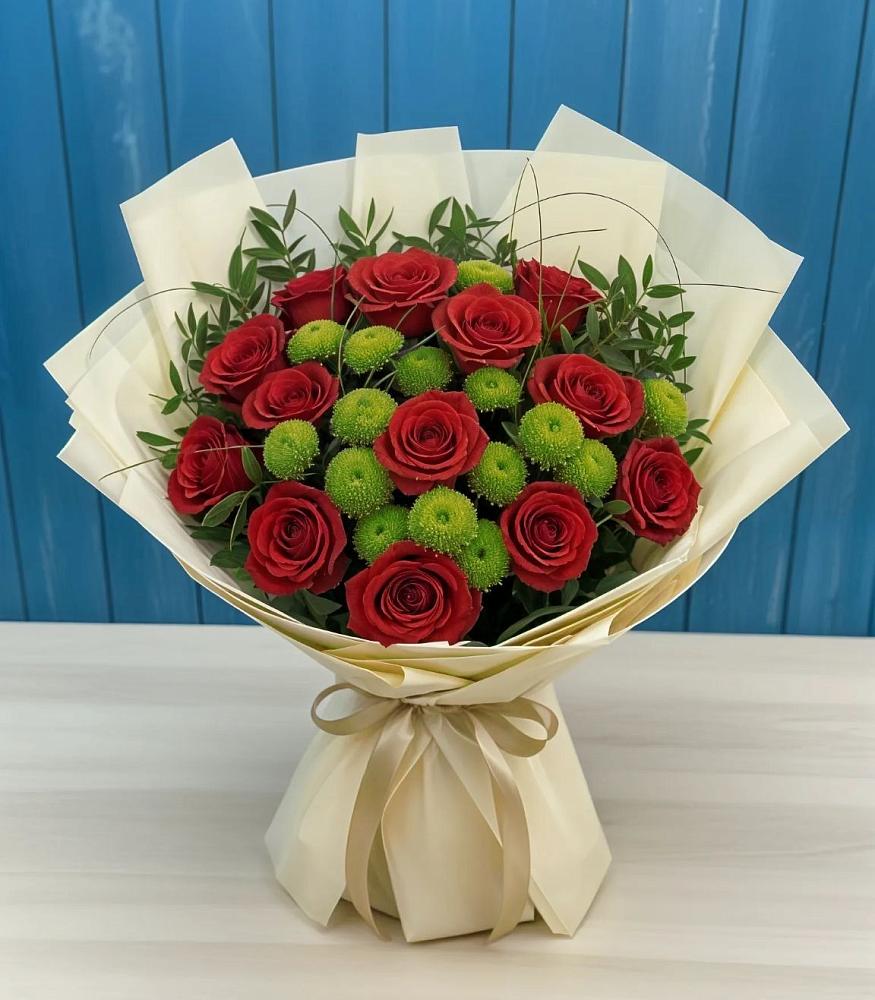 Букет цветов из: Розы и Хризантемы в Сямже