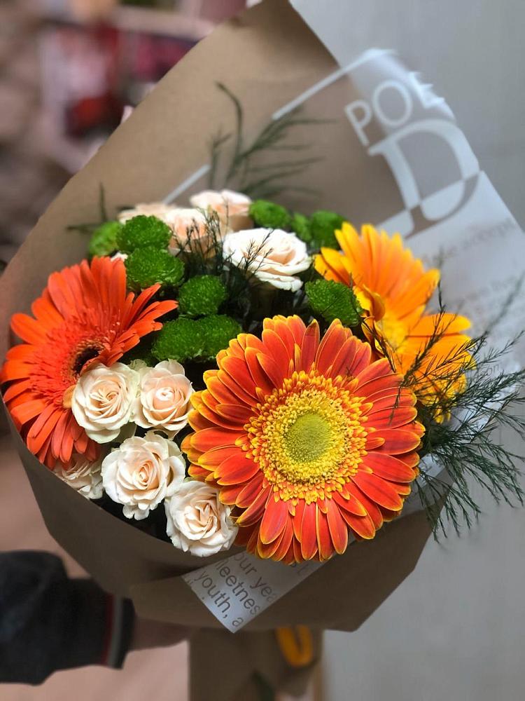 Букет цветов из: Герберы, Хризантемы и Розы в Сямже